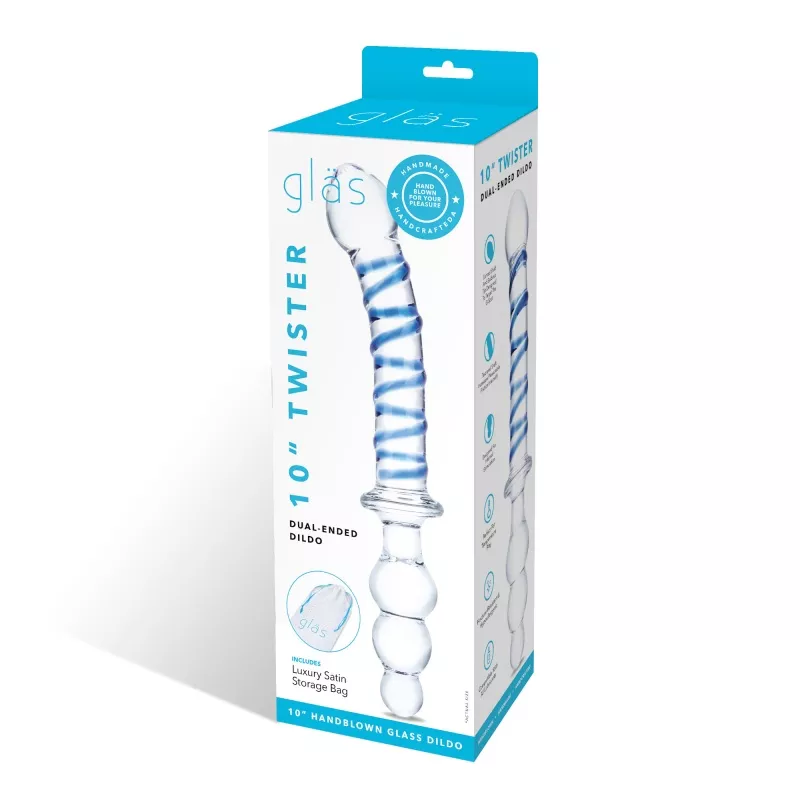 10 Inch Twister Dual-Ended Dildo - Clear/Blue