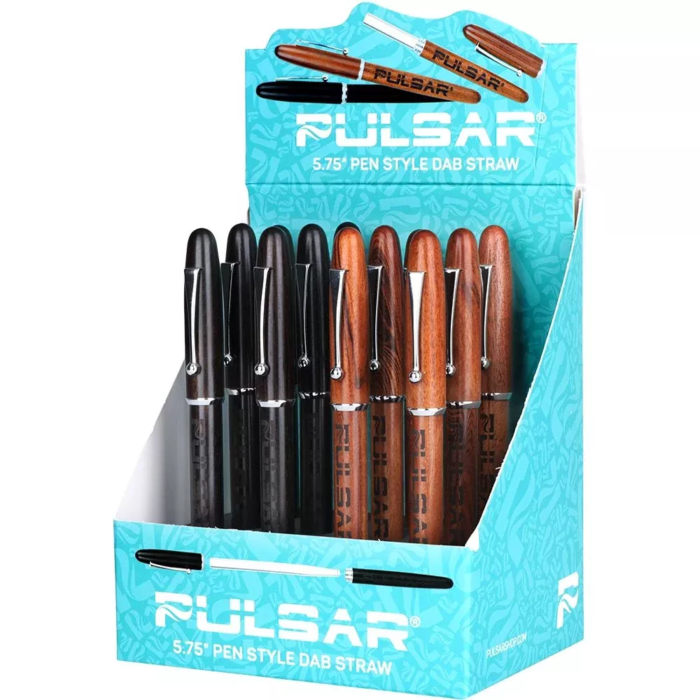 12CT DISPLAY - Pulsar Grove Wood Pen Quartz Dab Straw - 5.75"