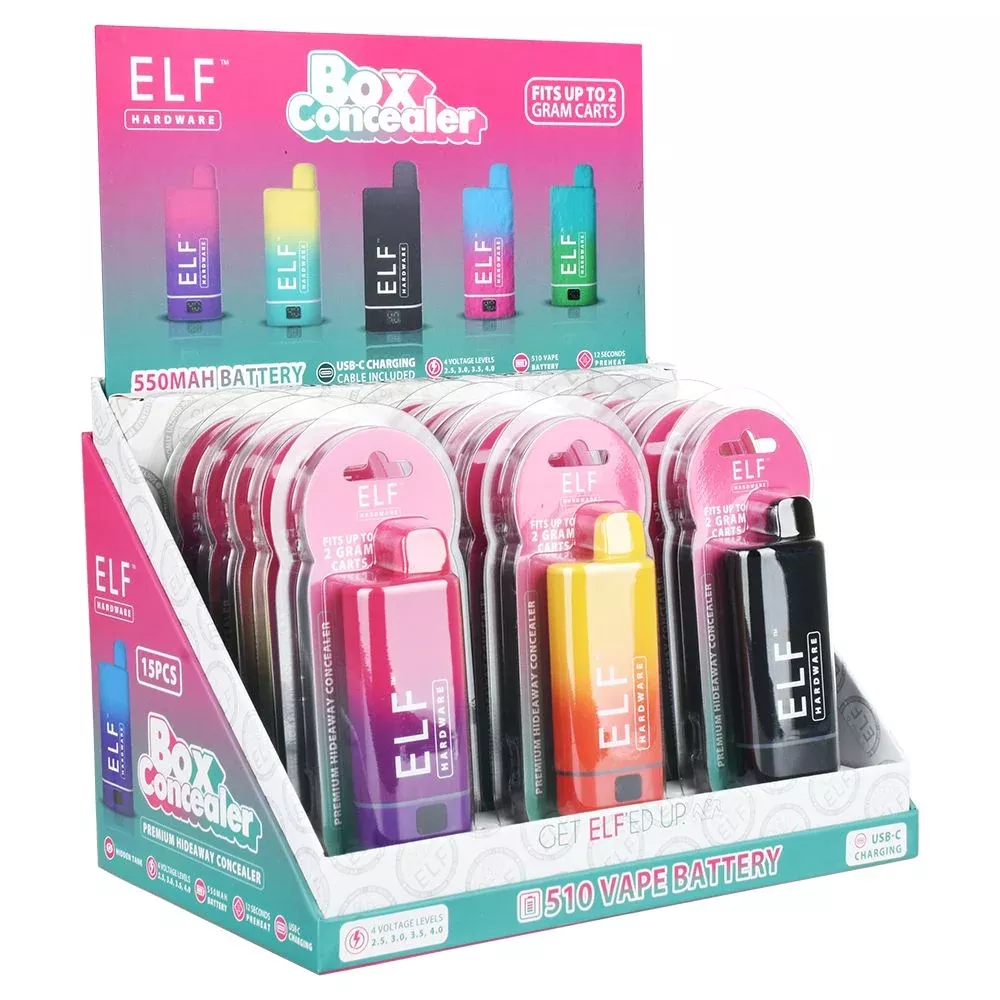 15CT DISPLAY - HRB THC Box Concealer Cart Battery - 550mAh / Assorted Colors