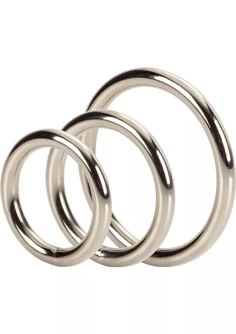 3 Piece Silver Metal O Ring Cock Ring Set