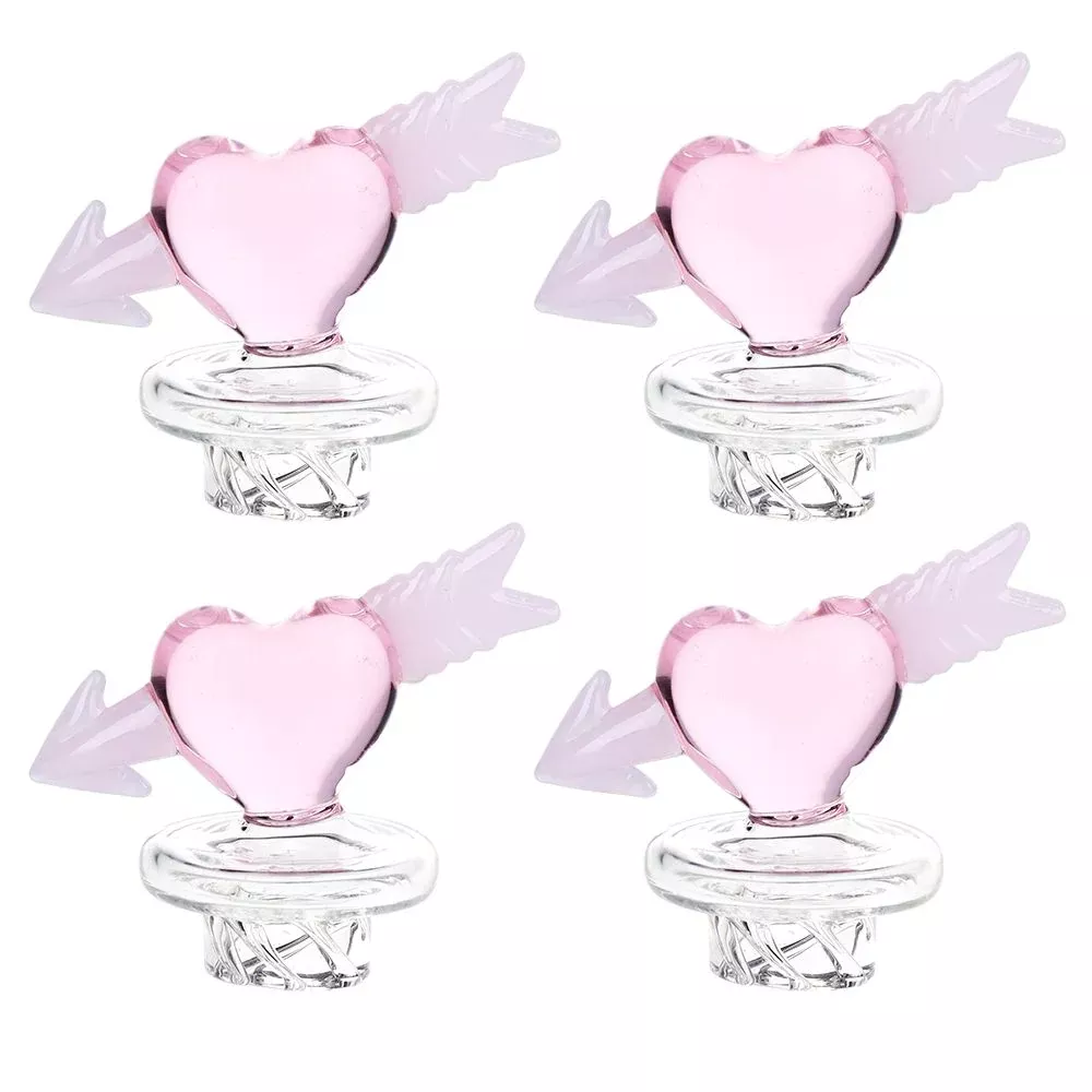 4CT BUNDLE - Cupid Heart Glass Carb Cap - 30mm