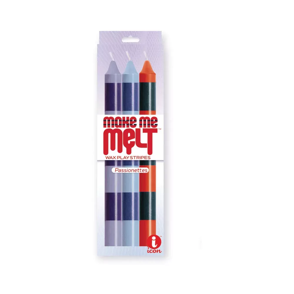 The 9''s Make Me Melt Sensual Warm Drip Candles 3pk Stripes Passionett