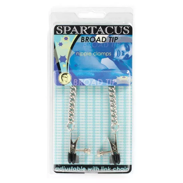 Adjustable Broad Tip Nipple Clamps with Curbed Chain | Red Garter