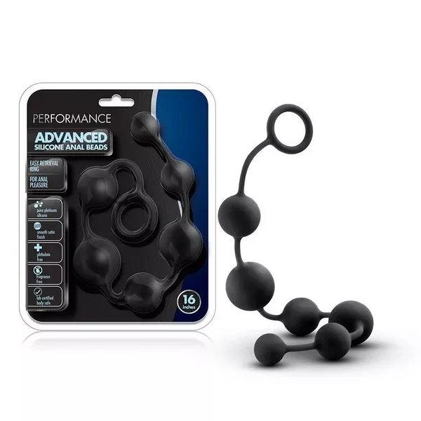 Advanced Black Silicone Anal Beads by Blush Novelties | 16 Inch Performance Anal Chain