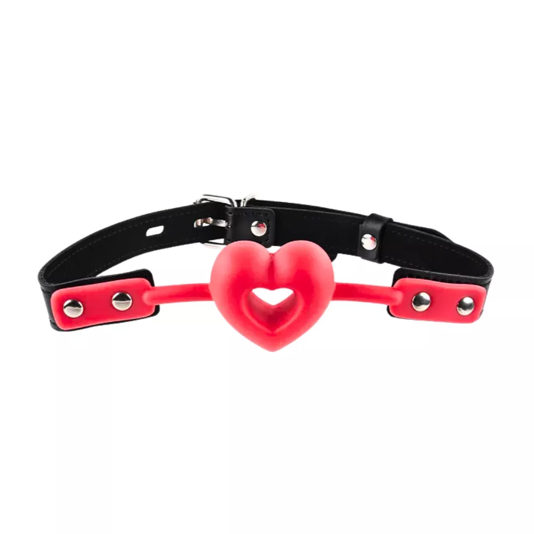 Amor Heart Shaped Breathable Ball Gag with Faux Leather Nickel Free Hardware | Sex & Mischief by Sportsheets