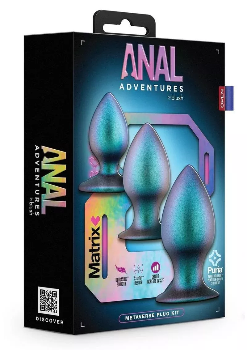 Anal Adventures Matrix Metaverse Plug Kit Silicone Anal Plug Set - Dark Millenium