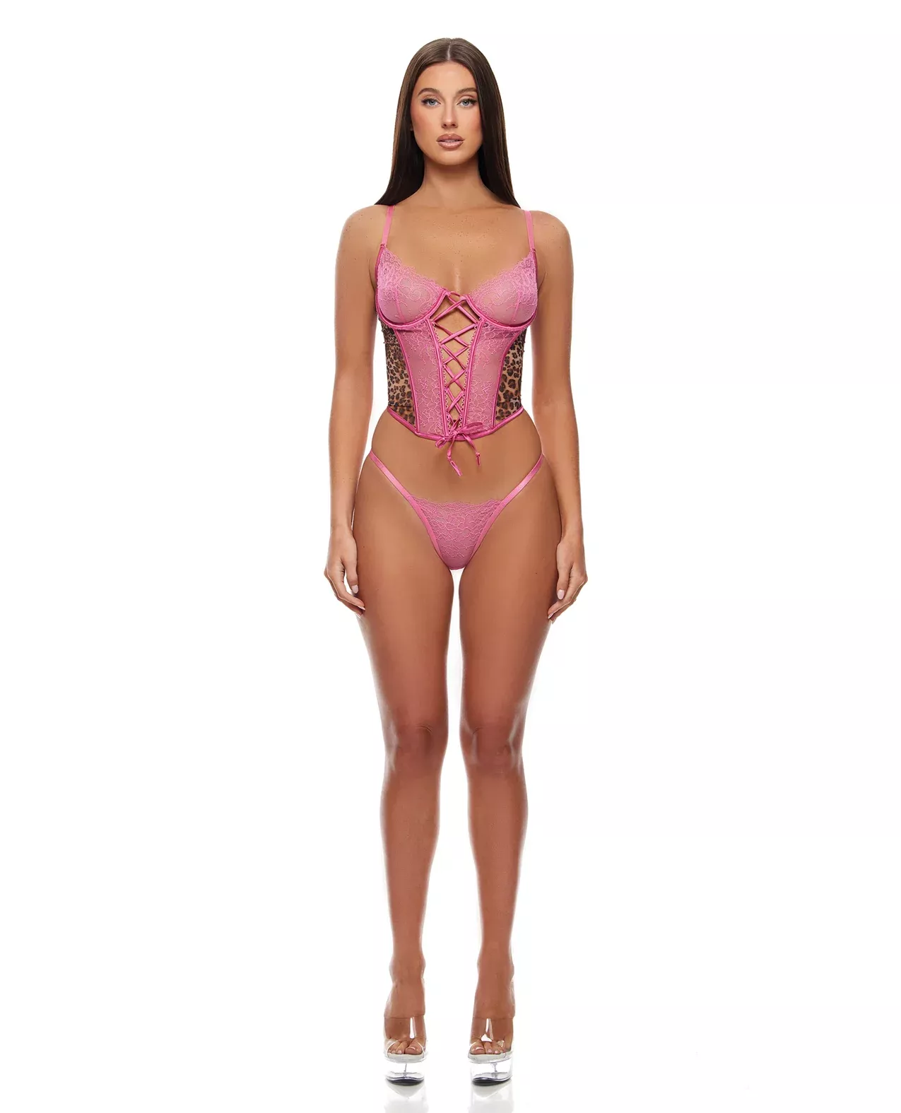 Animal Instincts Mesh Bustier & Panty 2 pc Set