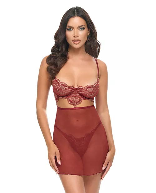 Arielle Unlined Underwire Lace Babydoll w/G-String