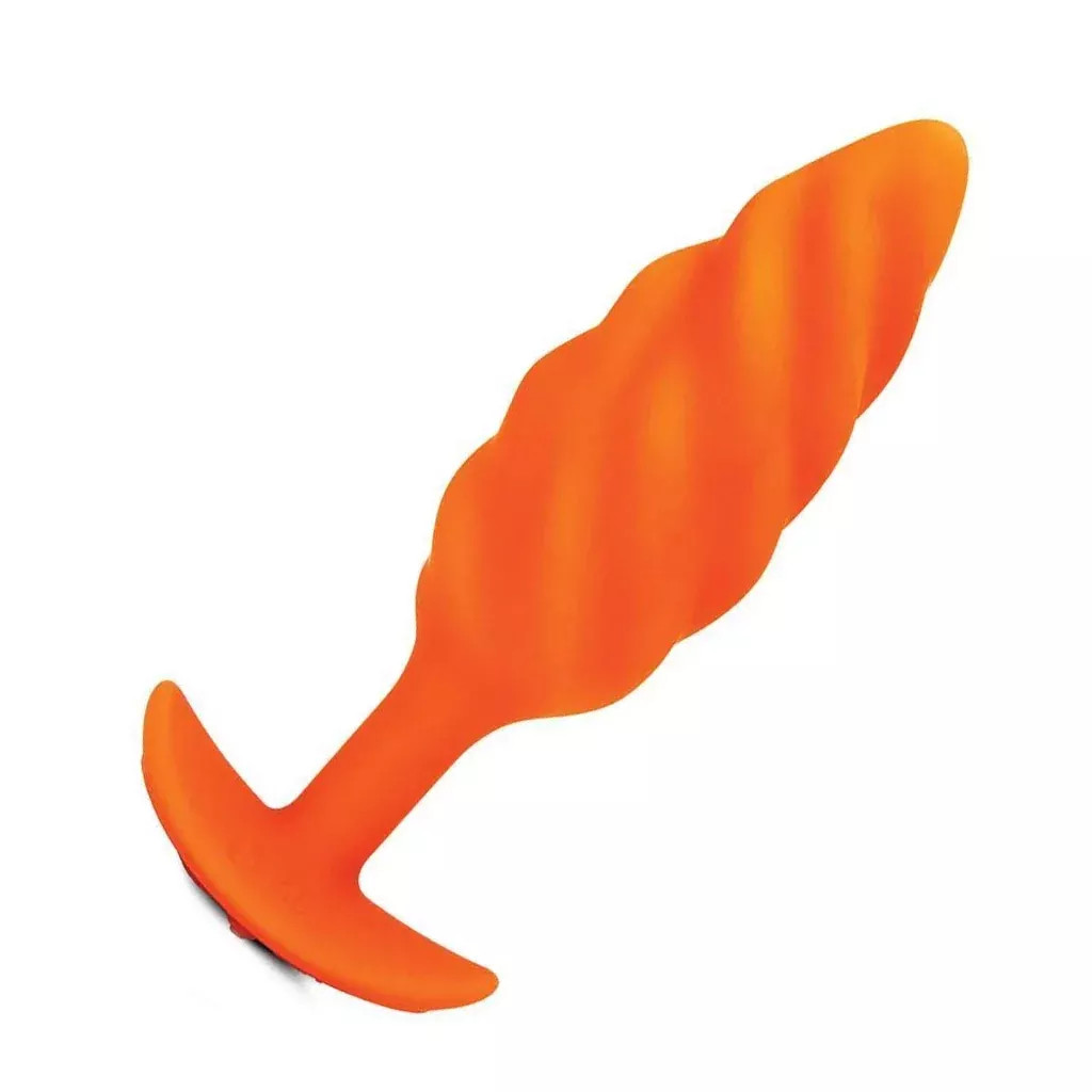 b-Vibe Texture Butt Plug Swirl, Orange, Medium