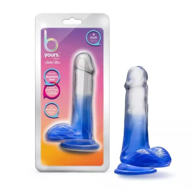 B Yours Stilla Blue Dildo 6 inches - Blue/Clear