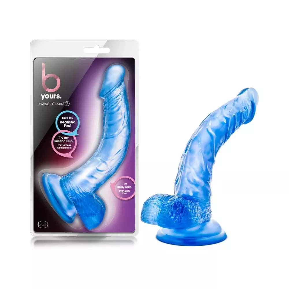 B Yours Sweet ''n Hard 7 Realistic 8.5 in. Dildo with Balls Blue
