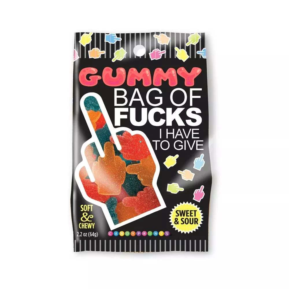 Bag of Fucks I Have To Give Sour Gummies 2.2 oz | Gag Gift Candy | Red Garter