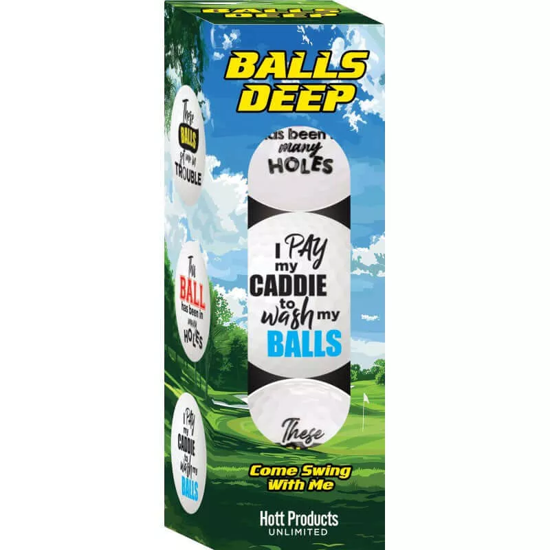 Balls Deep Funny Slogan Golf Balls 3 Pack