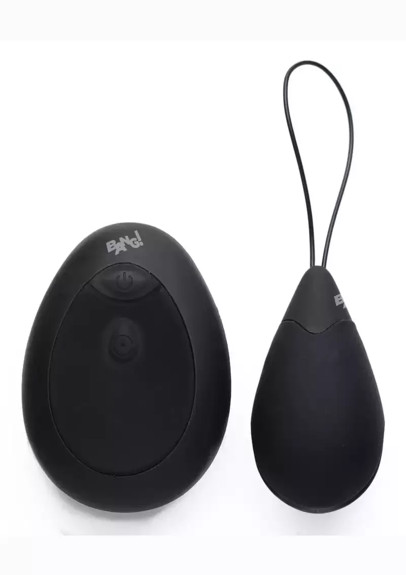 Bang 10X Rechargeable Silicone Vibrating Egg With Remote Control - Black from Cherry Pie Online