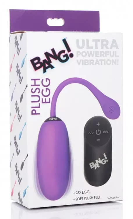 Bang 28X Plush Egg Vibrator with Remote Control Purple