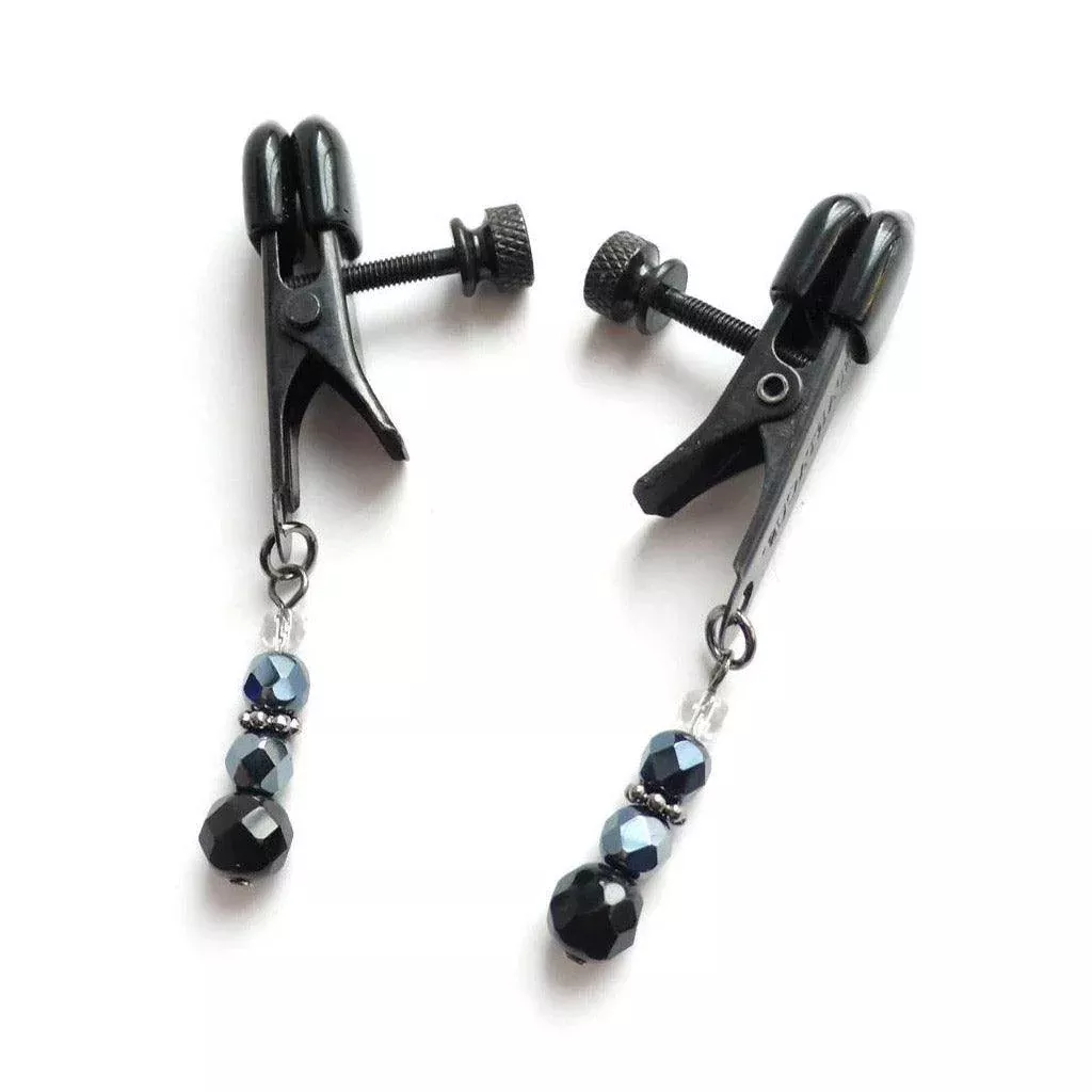 Black Beaded Broad Tip Nipple Clamps