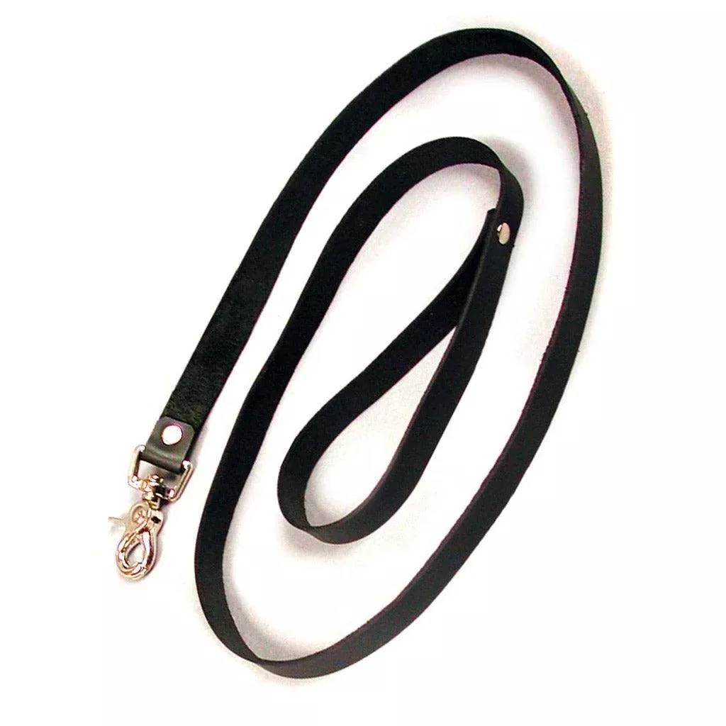 Black Leather Leash, 4'