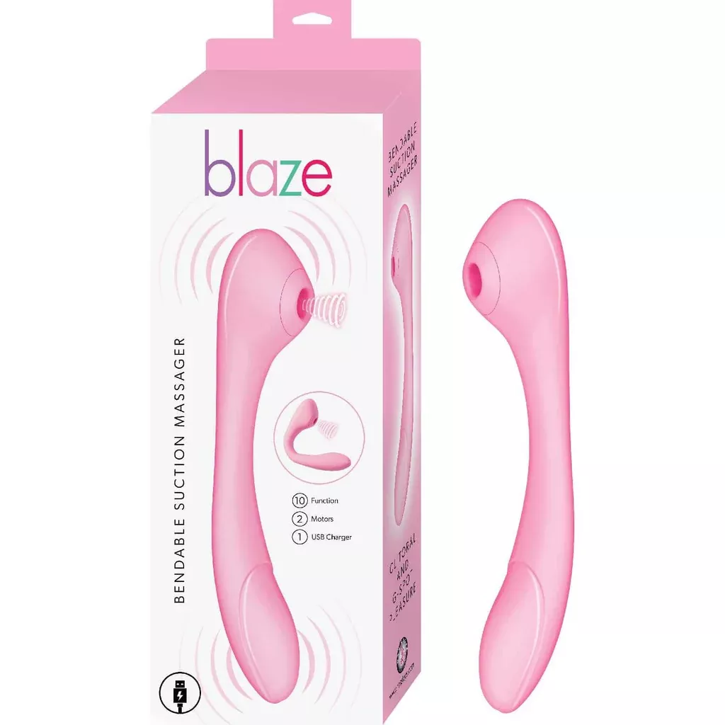 Blaze Bendable Suction Clitoral Massager Pink