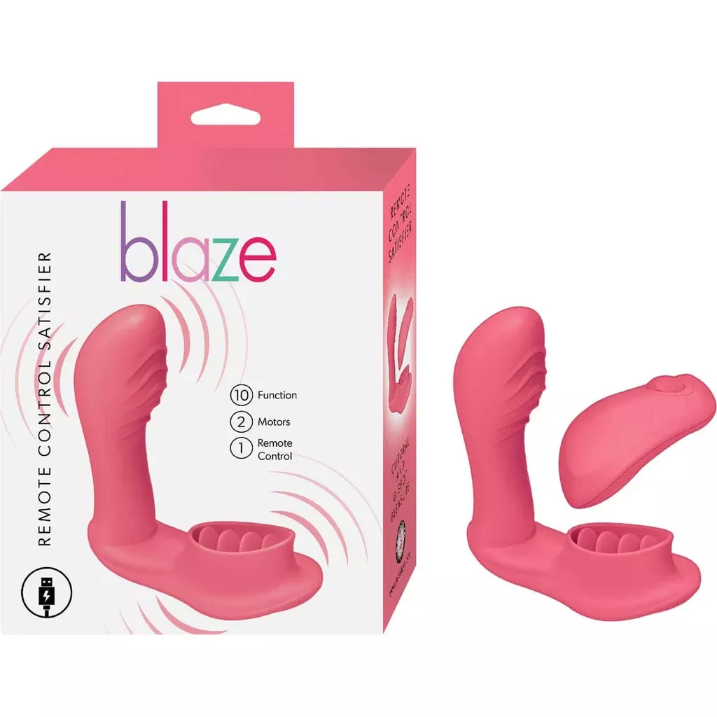 Blaze Remote Control Satisfier Coral - Dual Stimulator for Unmatched Pleasure