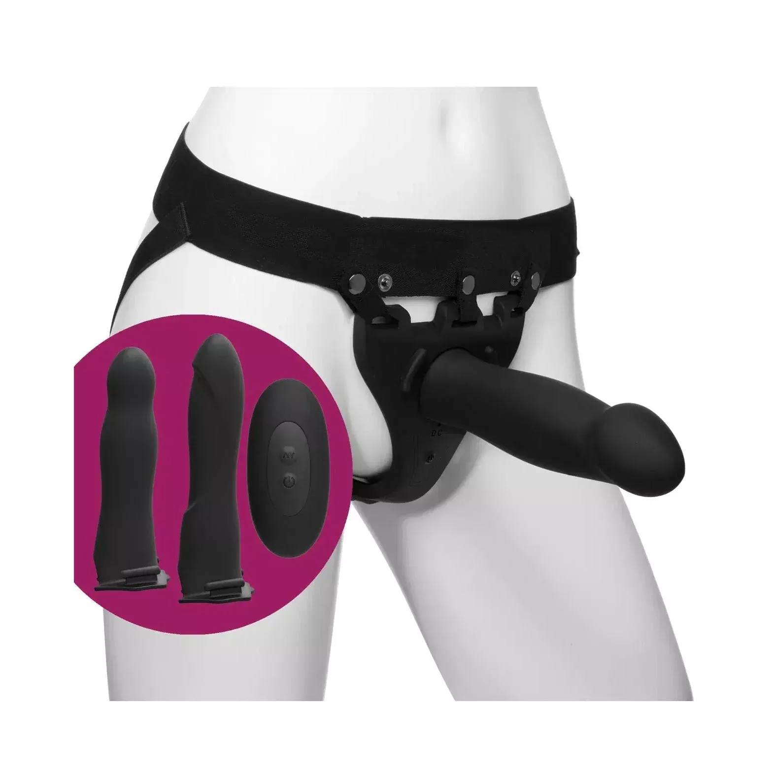Body Extensions 4 Piece Vibrating Hollow Strap On Set with Remote