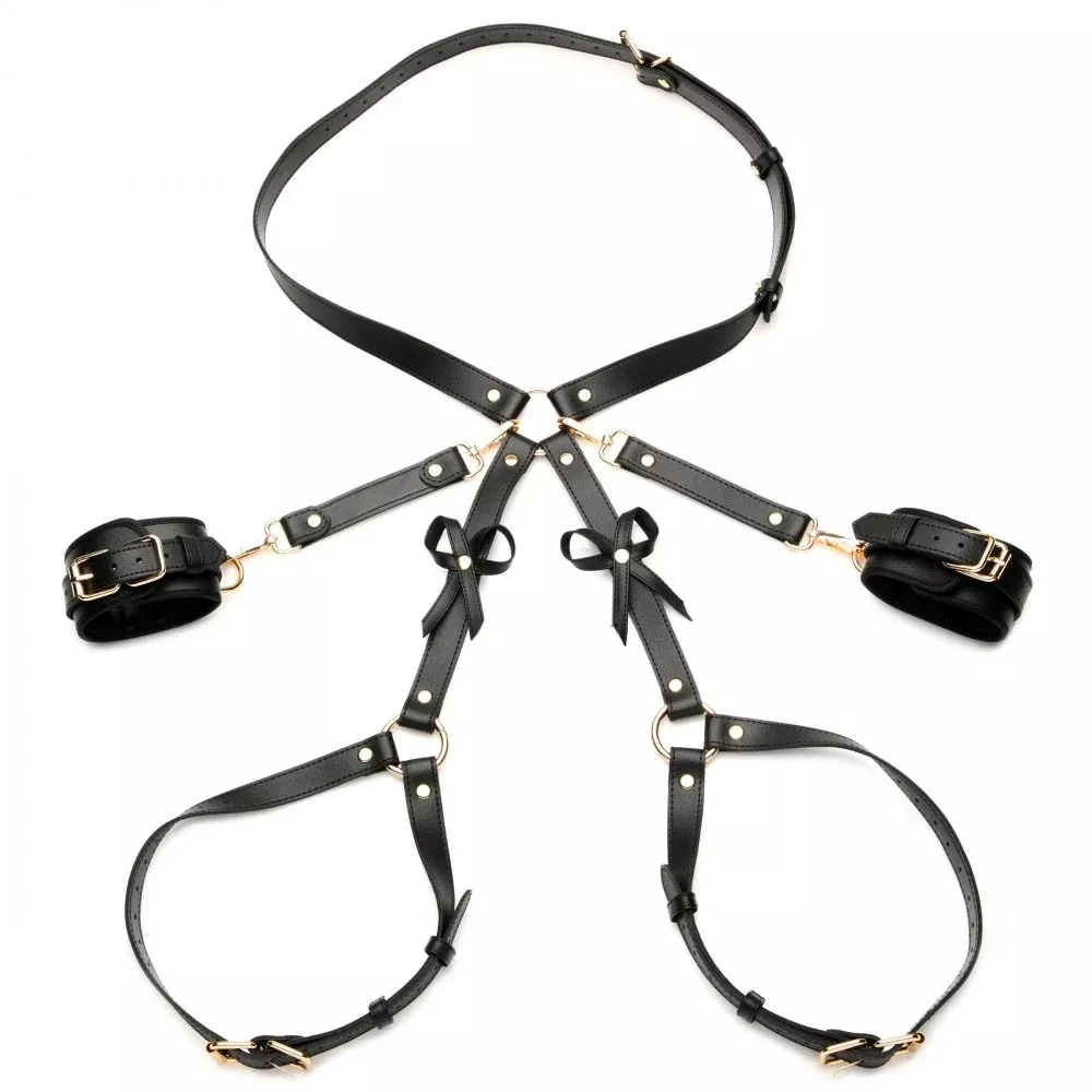Bondage Harness With Bows - Black
