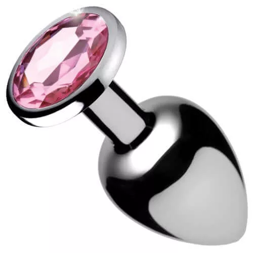 Booty Sparks Pink Gem Large Anal Plug – 4" Aluminum Alloy with Sparkling Jewel
