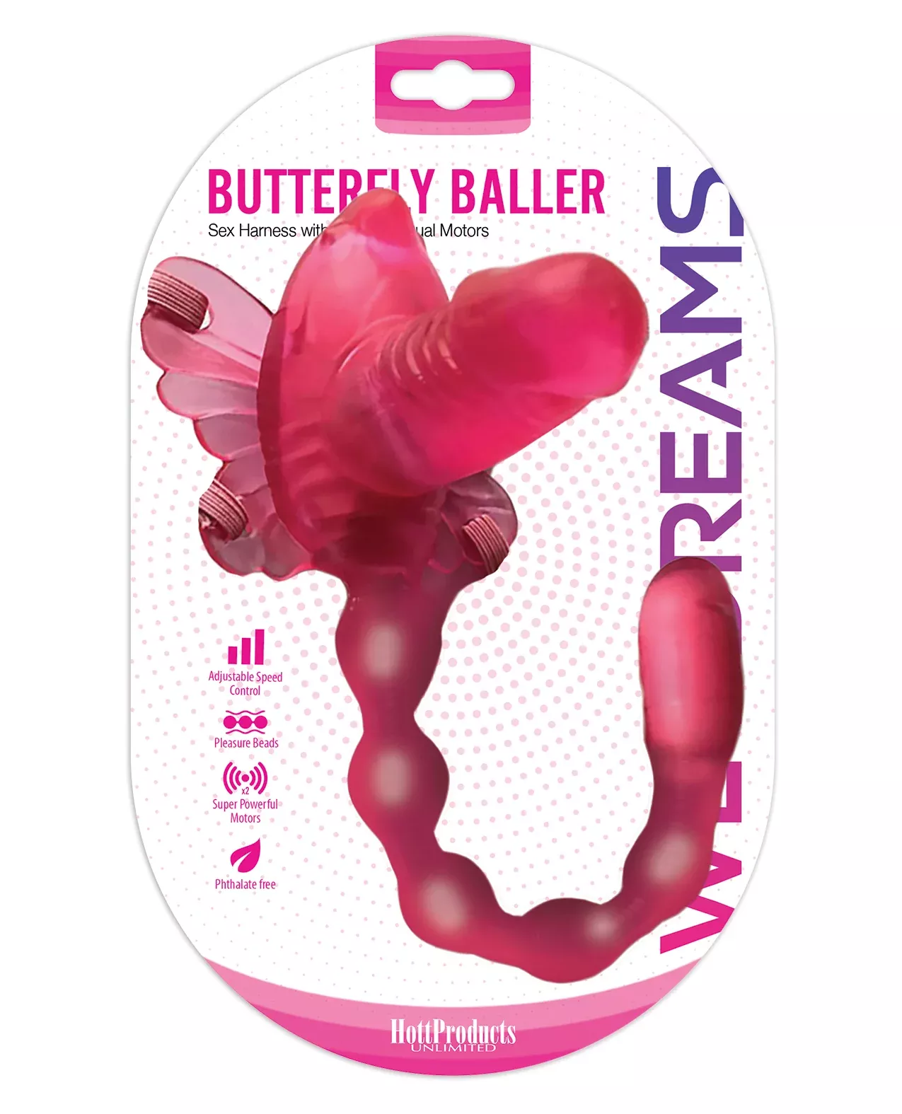 Butterfly Wing Vibrating Sex Harness with Beaded Tail