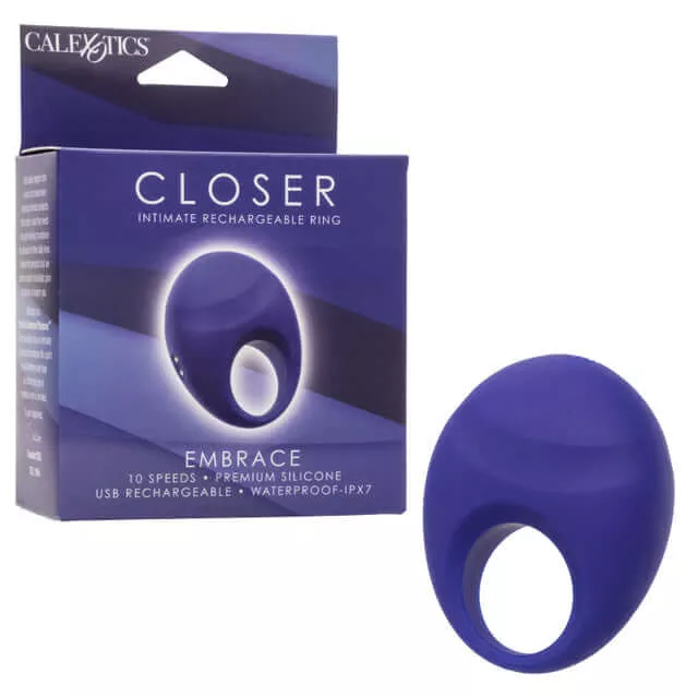 Closer Intimate Rechargeable Ring Embrace Silicone Cock Ring - Purple