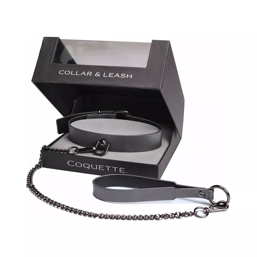 Coquette Pleasure Collar & Leash Grey