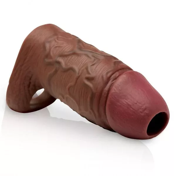 Dark Skin XL Girth Open Tip Silicone Penis Extension Sleeve