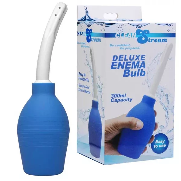 Deluxe Anal Douche and Enema 300 ml Blue and White Bulb by CleanStream