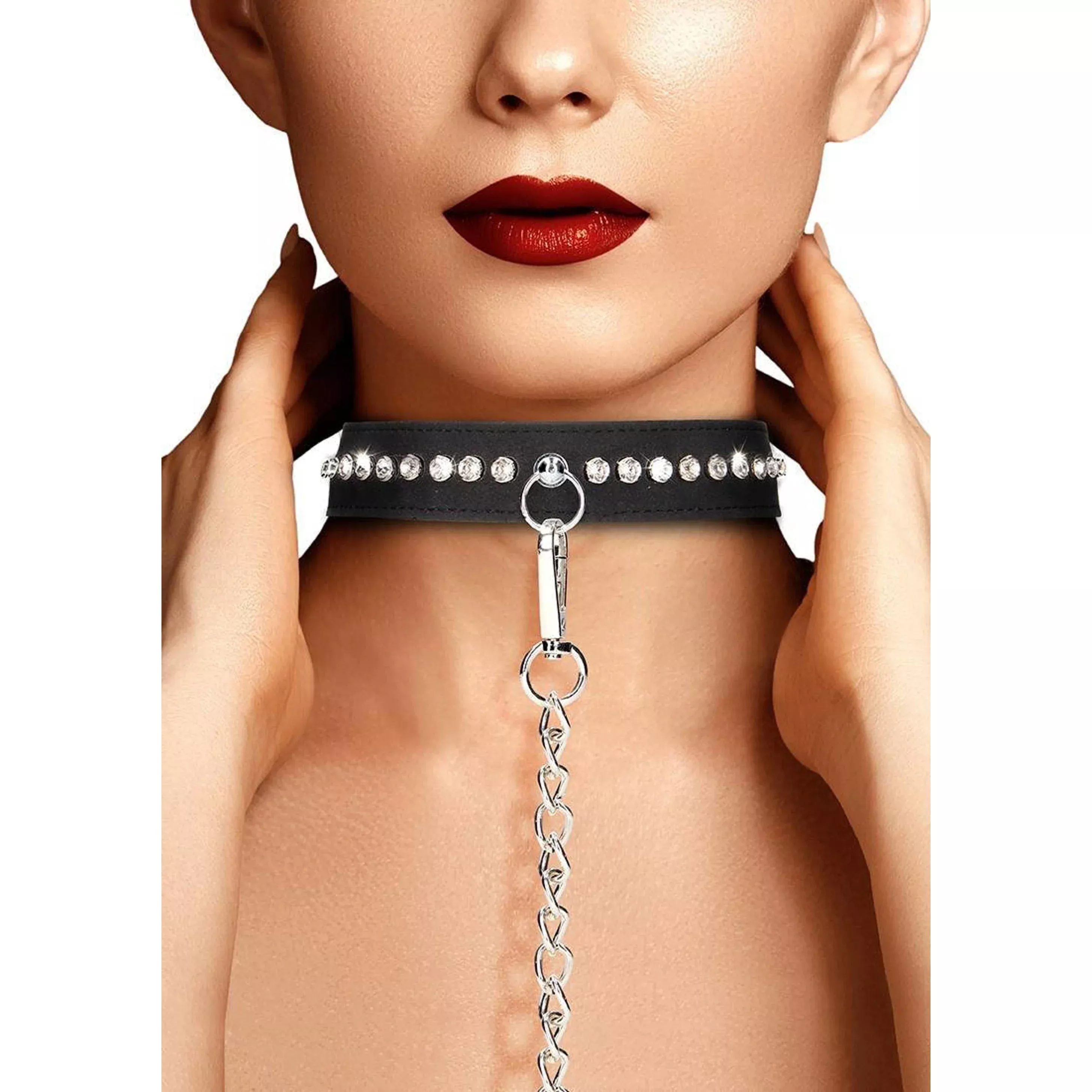 Diamond Studded Collar with Leash
