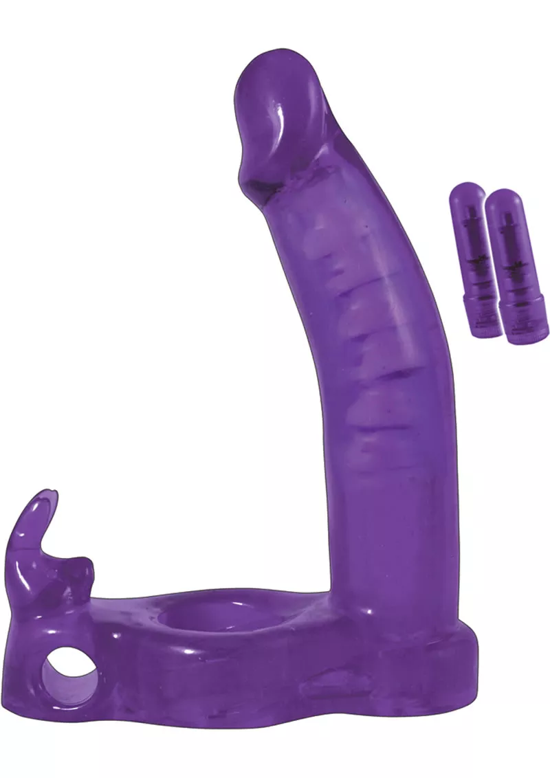 Double Penetrator Rabbit Cockring Vibrating Waterproof Purple - Shop Velvet Box Online