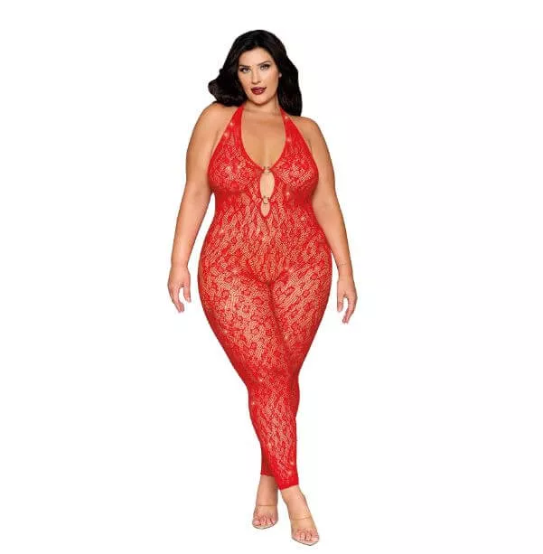 Dreamgirl Rhinestone Bodystocking Poinsettia Q/S