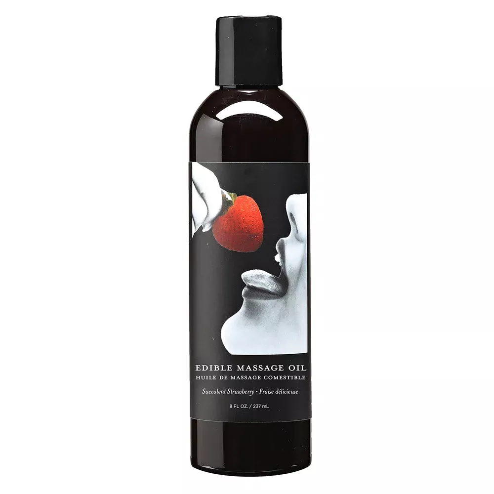 Earthly Body Edible Hemp Massage Oil Succulent Strawberry 8oz | Red Garter