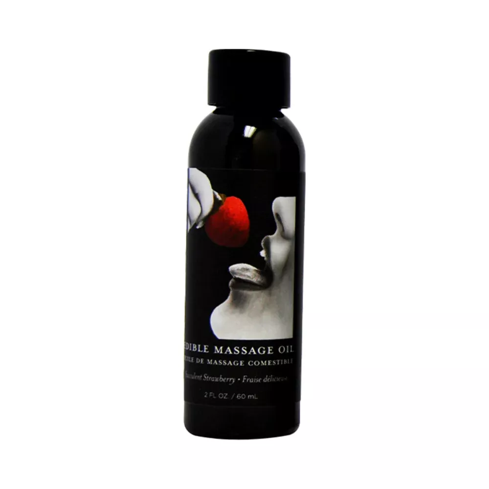 Earthly Body Edible Massage Lotion Strawberry 2oz | Red Garter
