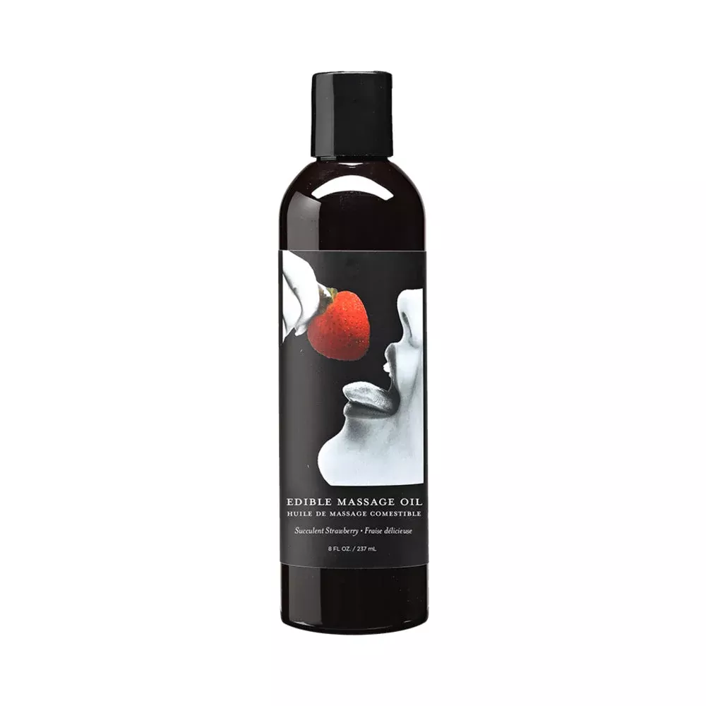 Earthly Body Edible Massage Lotion Strawberry 8oz | Red Garter