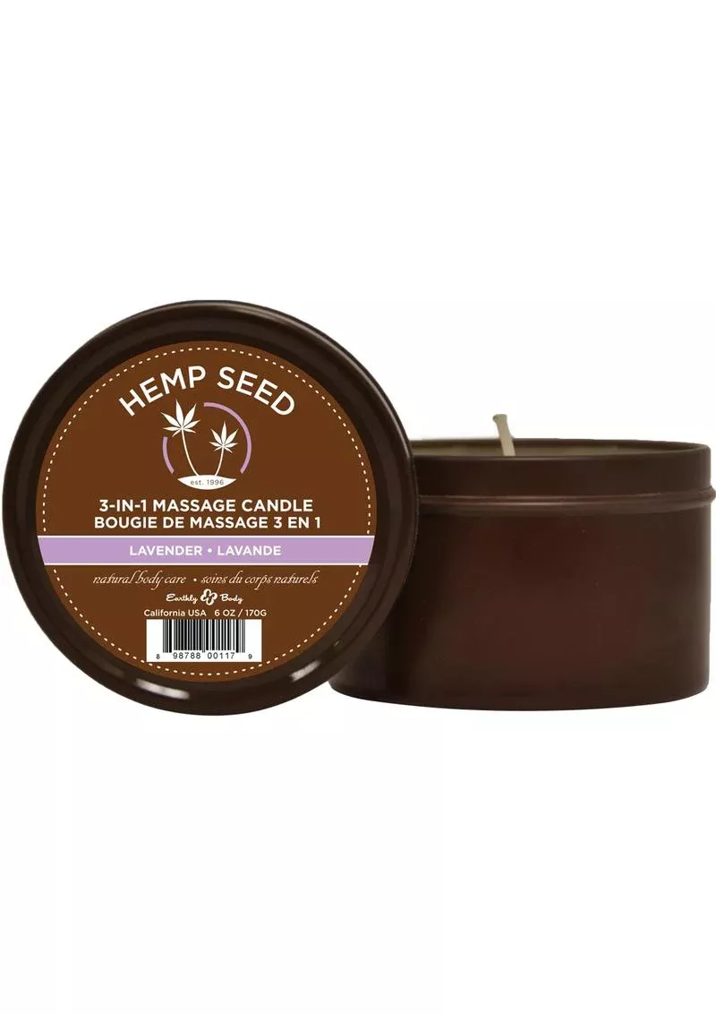 Earthly Body Hemp Seed 3 In 1 Massage Candle - Lavender