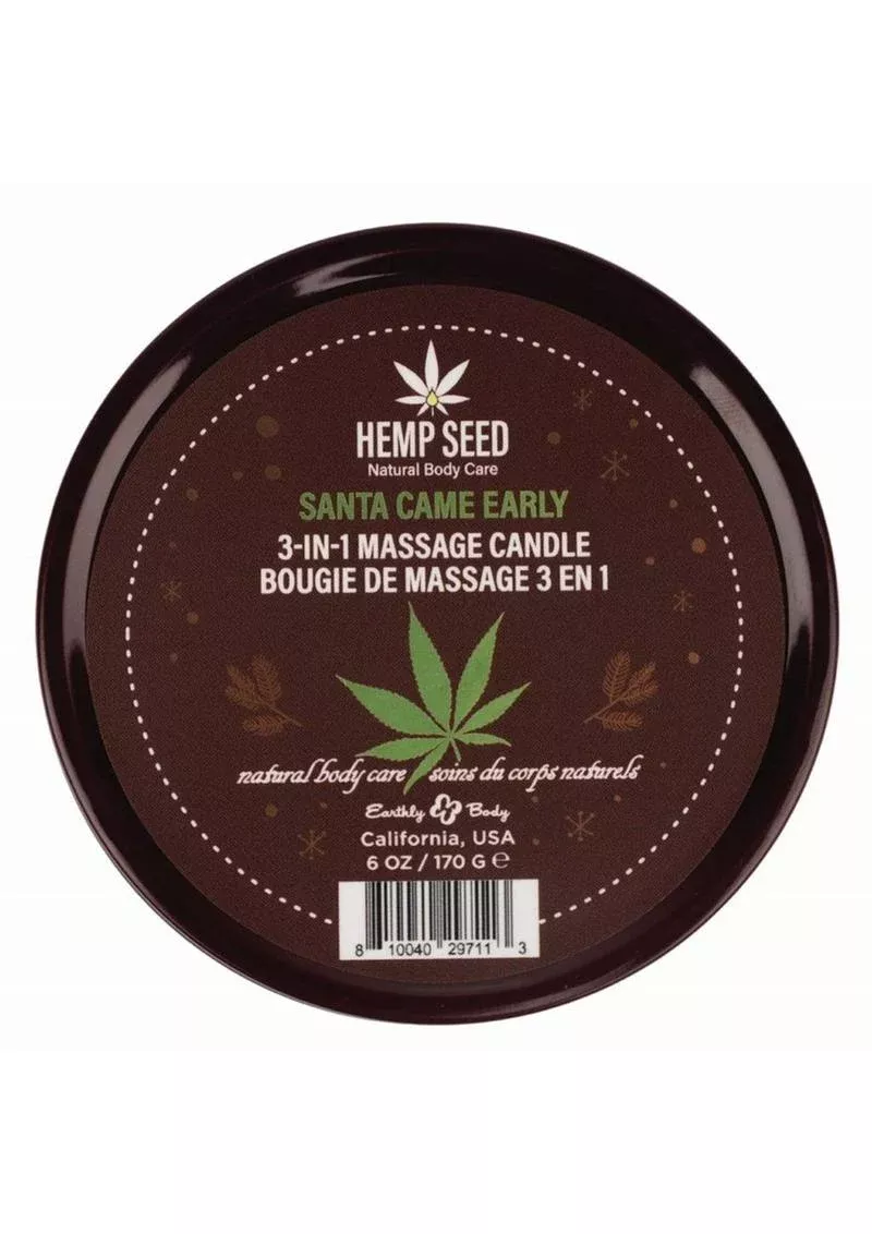Earthly Body Hemp Seed 3 In 1 Massage Candle - Santa Came Early