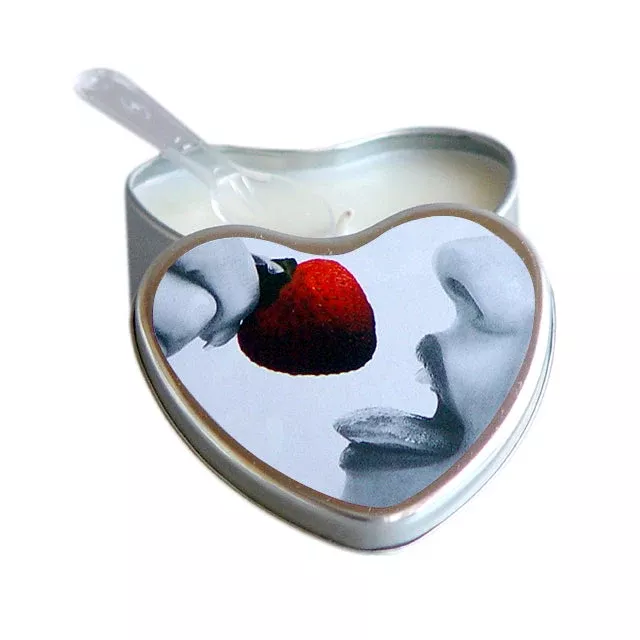 Earthly Body Hemp Seed Edible Massage Candle Strawberry 4oz | Red Garter