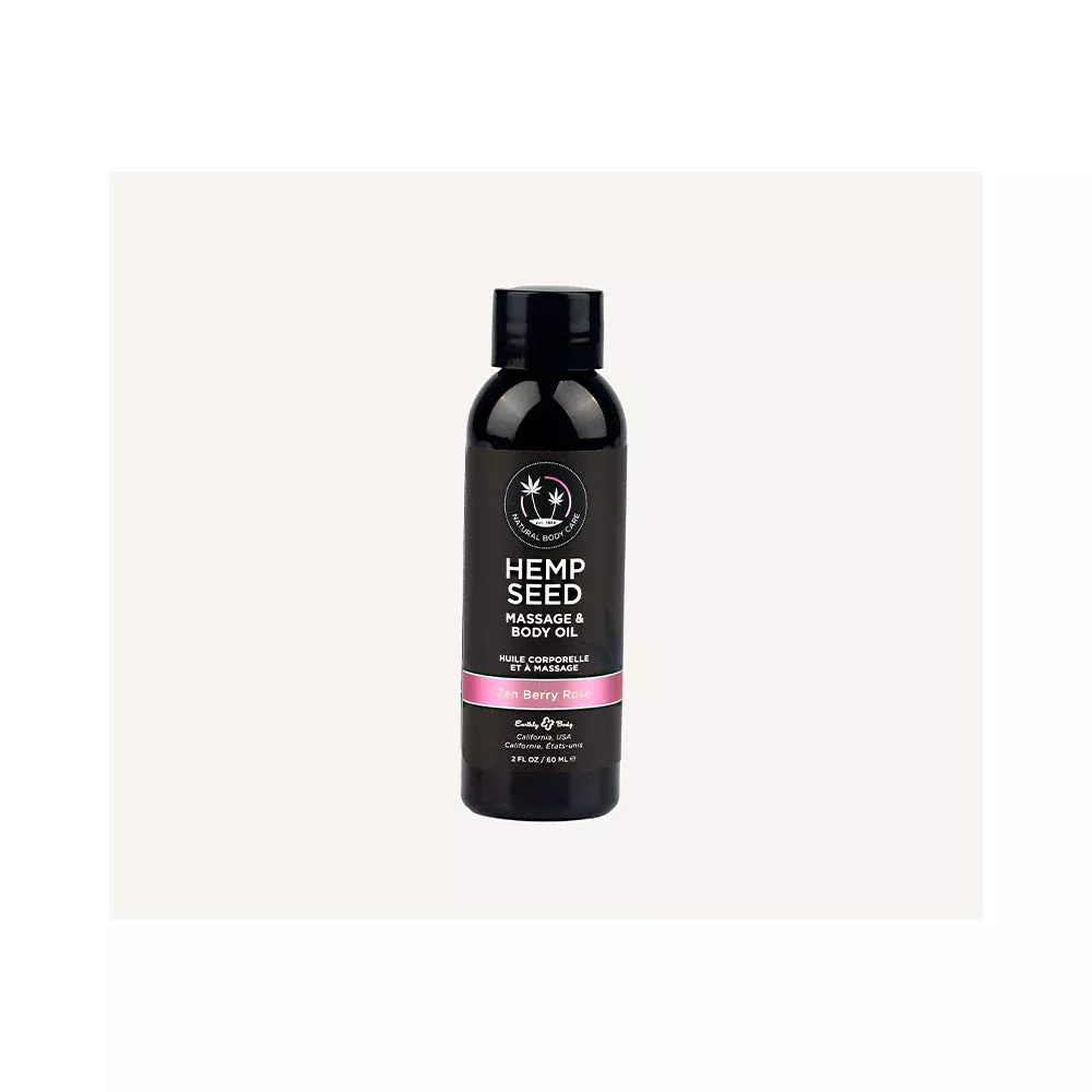 Earthly Body Hemp Seed Massage & Body Oil Zen Berry Rose 2oz | Red Garter