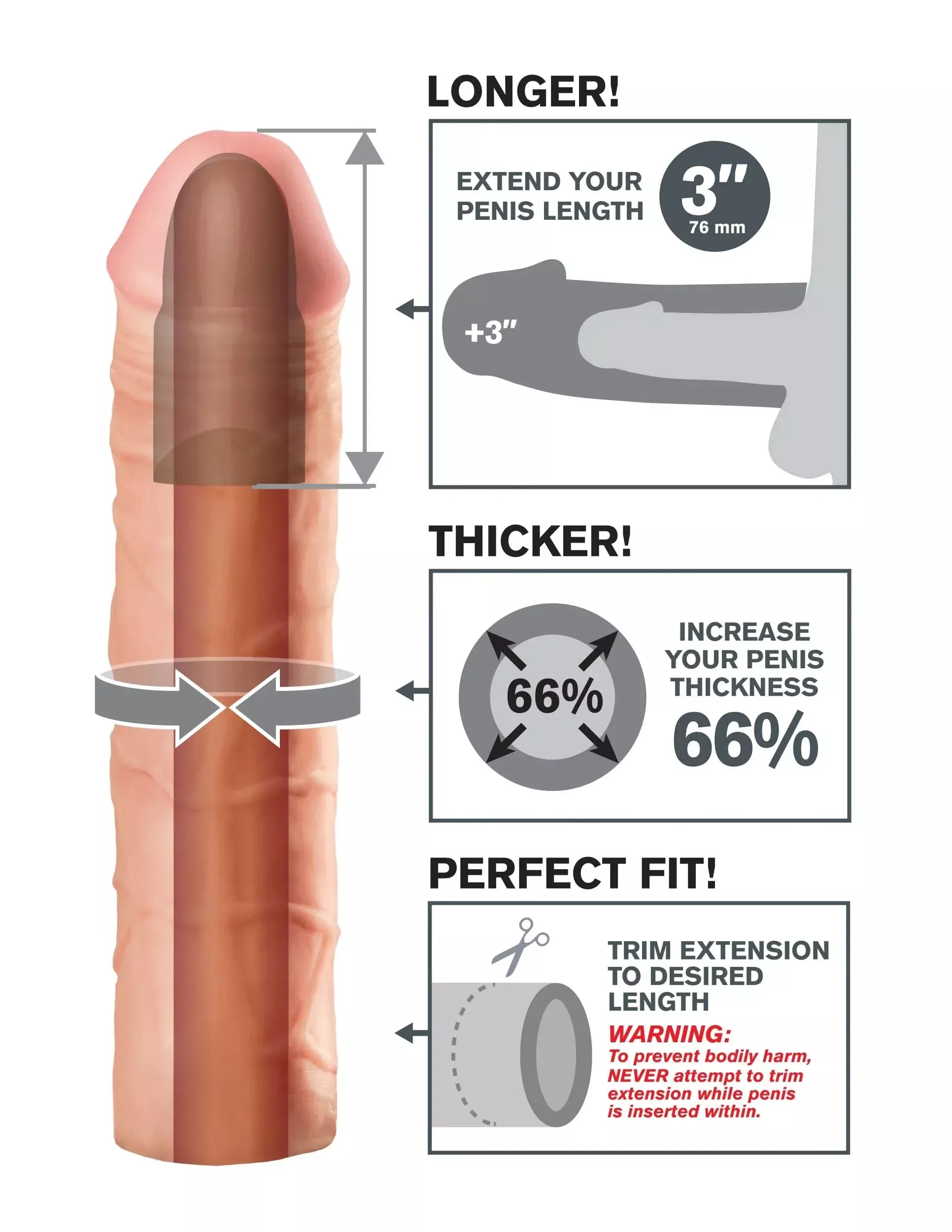 Fantasy X-Tensions - Mega 3" Extension - The Pink Case Sex Shop