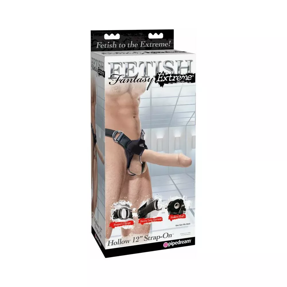 Fetish Fantasy Extreme Adjustable Hollow 12 in. Strap-On Beige/Black
