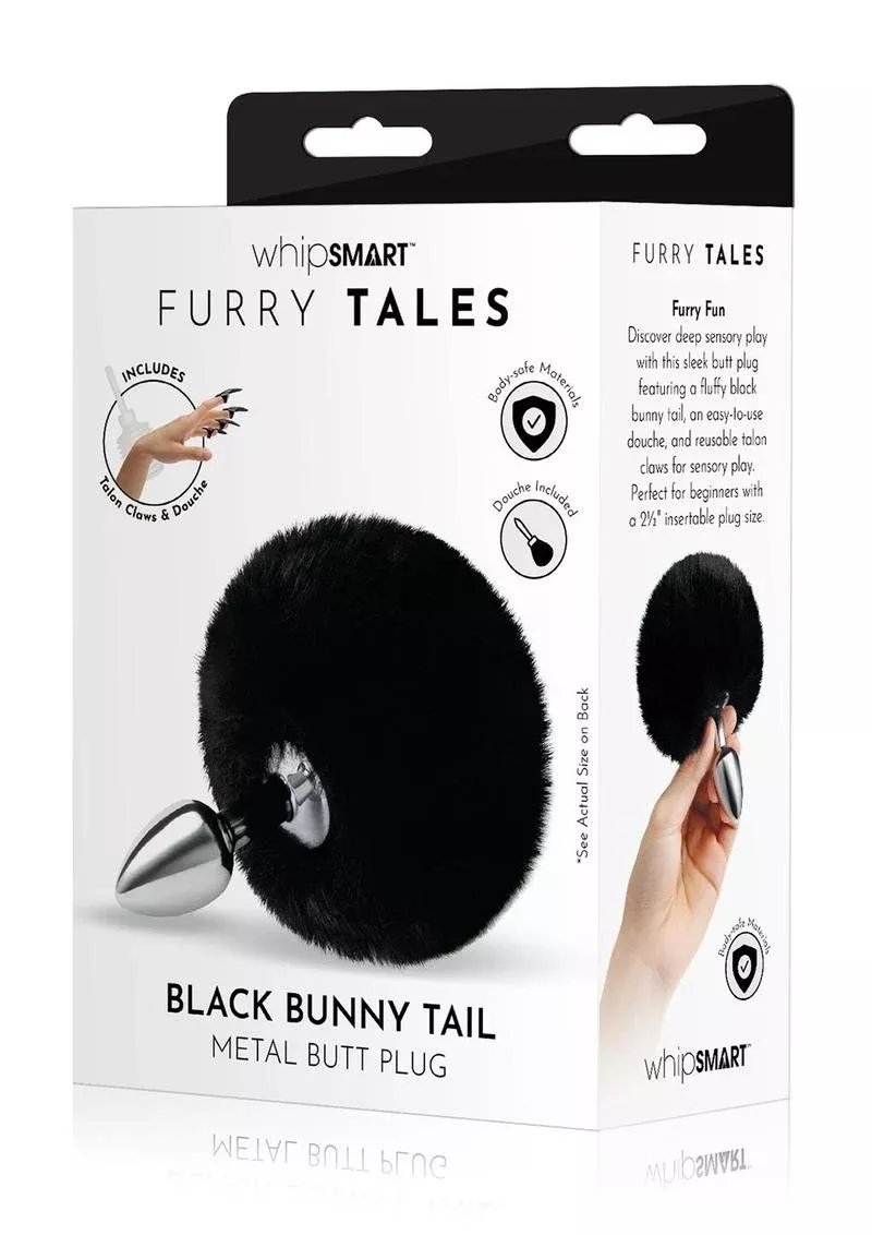 Fluffy Bunny Metal Plug W/ Black Tail