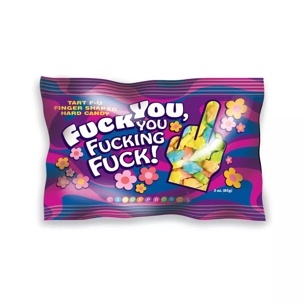 Fuck You You Fucking Fuck Middle Finger Candy 3 oz | Gag Gift | Red Garter