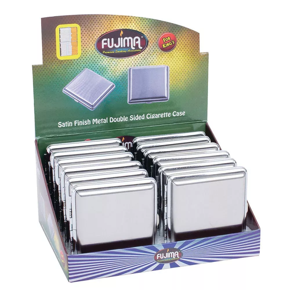 Fujima Metal Finish Double-Sided Cigarette Case - King Size 12pc