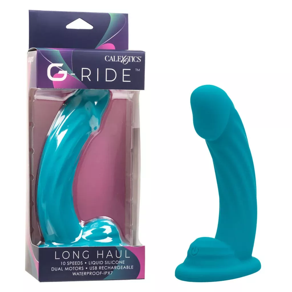 G-Ride Long Haul Rechargeable Silicone Vibrating Dildo Blue