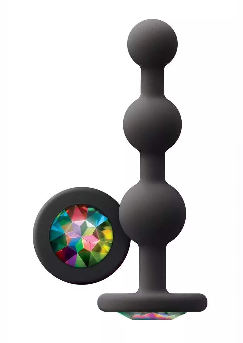 Glams Ripple Silicone Anal Beads Plug Rainbow Gem | Shop Erotic