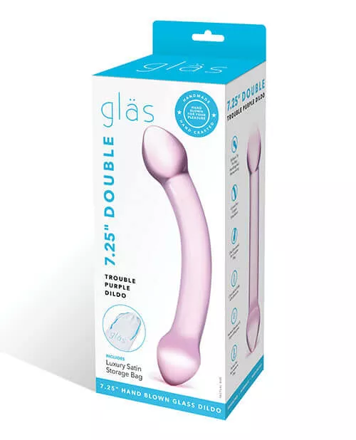 Glas Double Trouble Purple Glass Dildo - Double-Ended, Hypoallergenic, Temperature Play