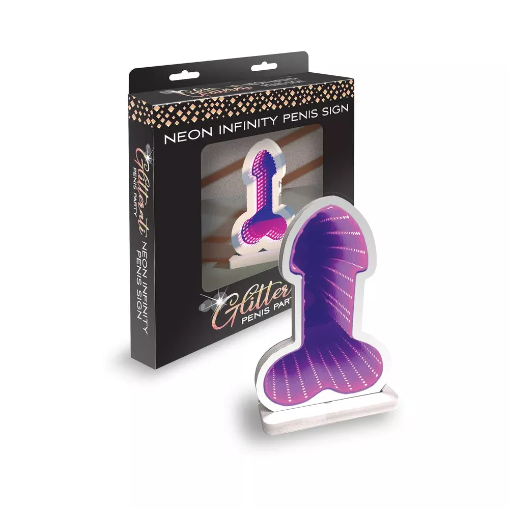 Glitterati Infinity Penis LED Neon Light | Novelty Desk Decor | Red Garter